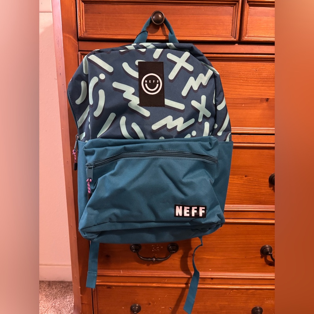 Neff Teal and Navy Patterned Backpack